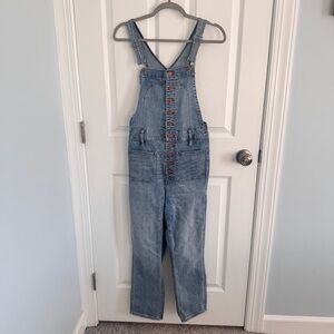 Madewell Blue Denim Skinny Button Up Overalls